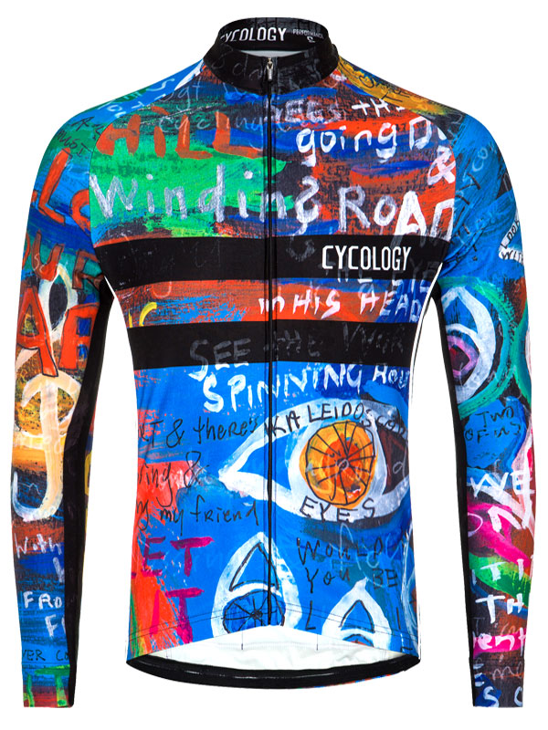8 Days Blue Men's Winter Long Sleeve Cycling Jersey is a Colorful cycling jersey with text and graphics