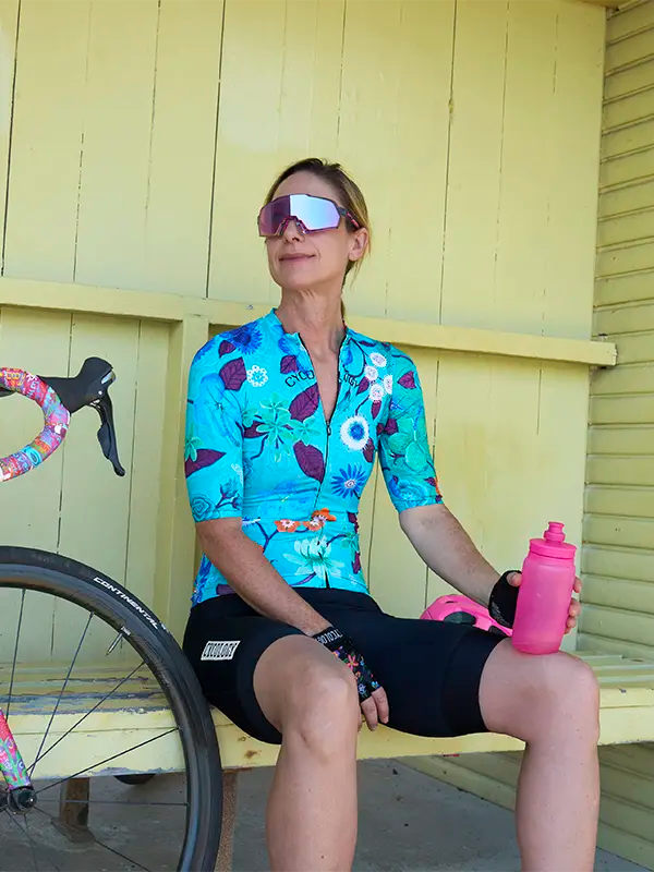Aloha Aqua Women's Reborn Cycling Jersey On Model Cycology UK