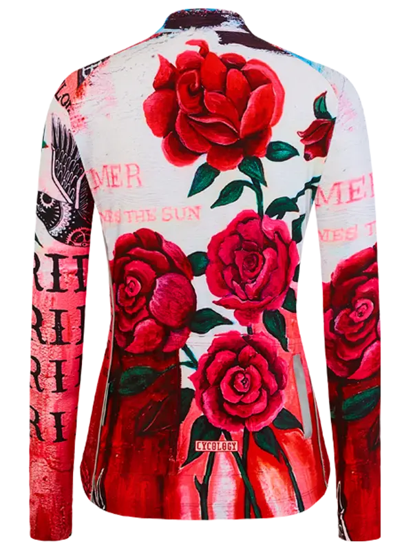 Cycology Red Floral Women’s Winter Long Sleeve Jersey