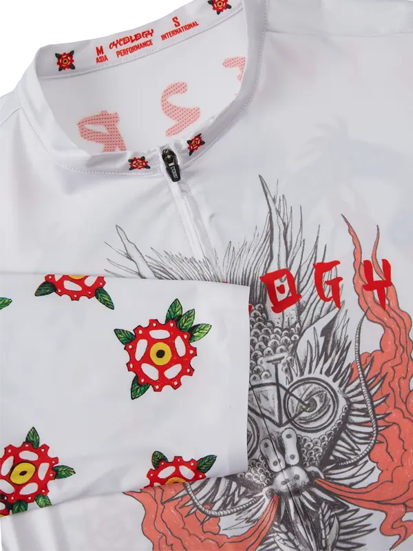 Dragon White Men's Reborn Cycling Jersey Neck Cycology UK