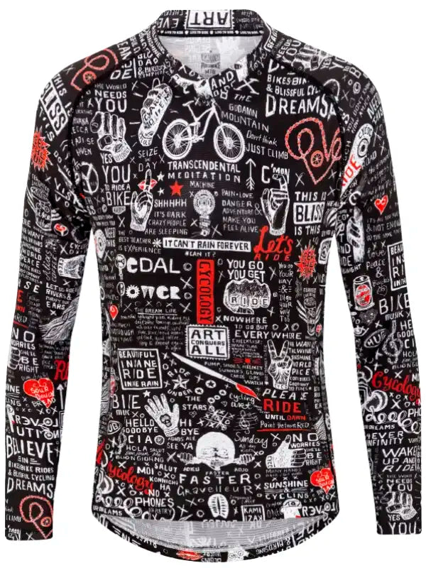 Graffiti Long Sleeve Black Men's Mountain Bike Jersey Cycology