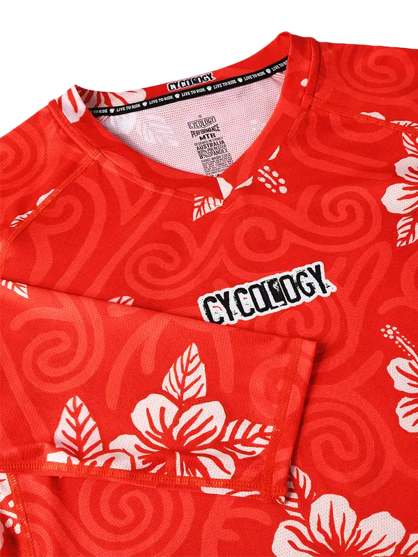 Koa Red Women's Long Sleeve MTB Jersey V Neck  | Cycology UK