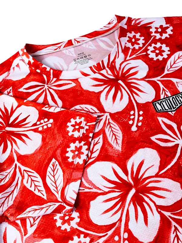 Oahu Red Men's Technical T shirt Neck | Cycology UK