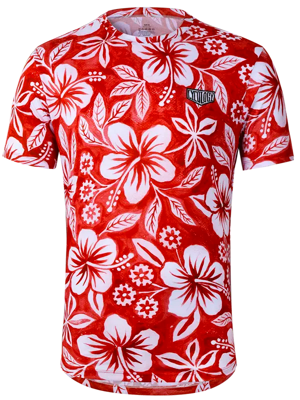 Oahu Red Men's Technical T shirt Front | Cycology UK