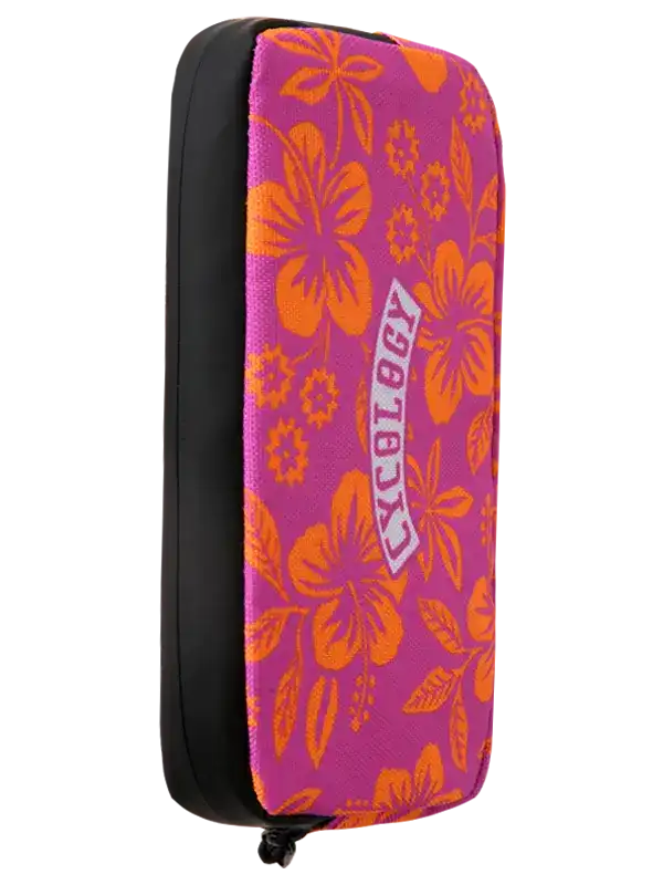Cycology Oahu Cycling Wallet with pink and orange floral tropical pattern