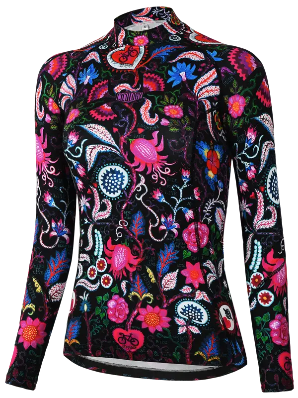 Secret Garden Black Women's Long Sleeve Cycling Base Layer Front Cycology UK