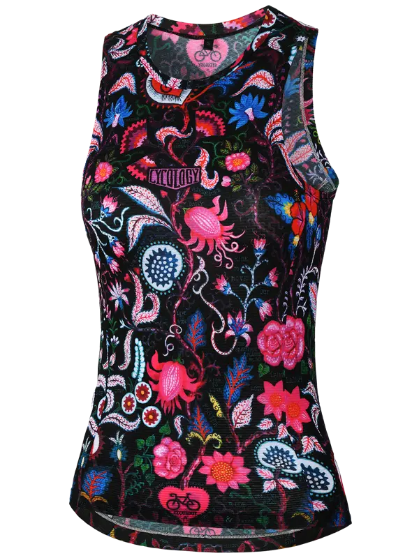 Secret Garden Black Sleeveless Women's Base Layer Front | Cycology UK