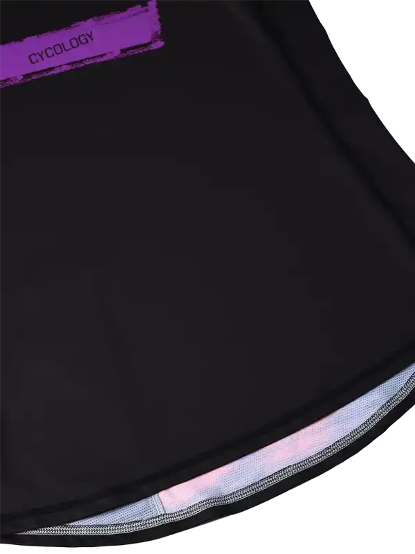 Women's Black short-sleeve MTB Jersey with colorful accents and 'Cycology' branding