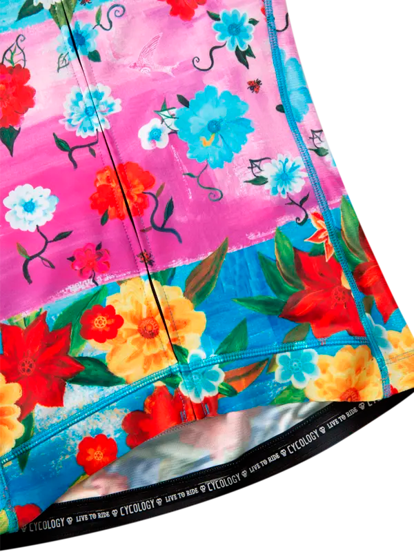 Colorful short sleeve floral cycling jersey