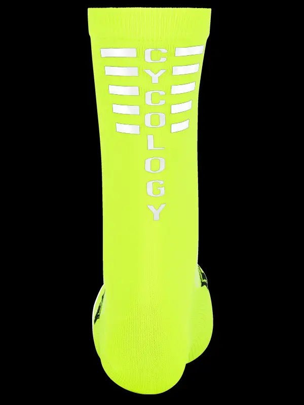 Cycology Lime Reflective Logo Cycling Socks - Cycology Clothing UK