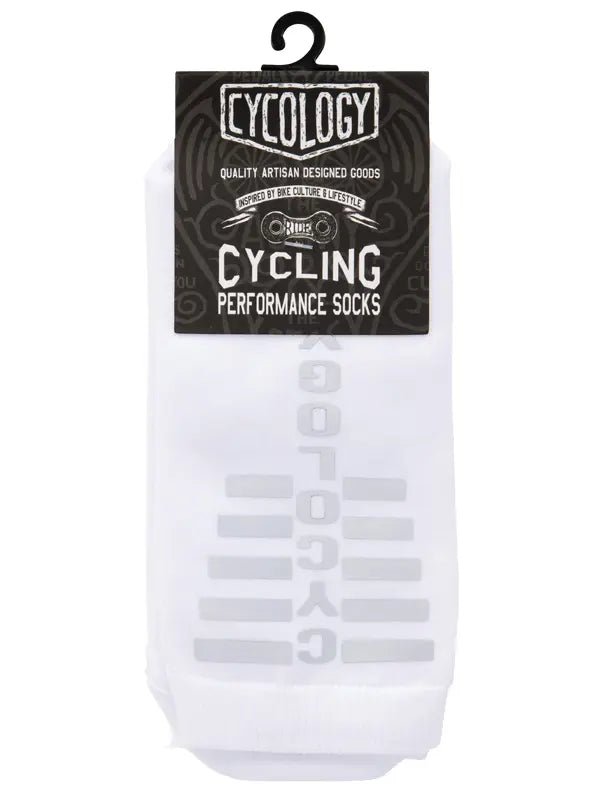 Cycology White Reflective Logo Cycling Socks - Cycology Clothing UK