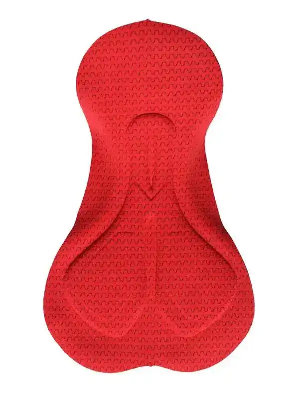 Red cycling chamois pad with wavy pattern for men's and women's bike shorts