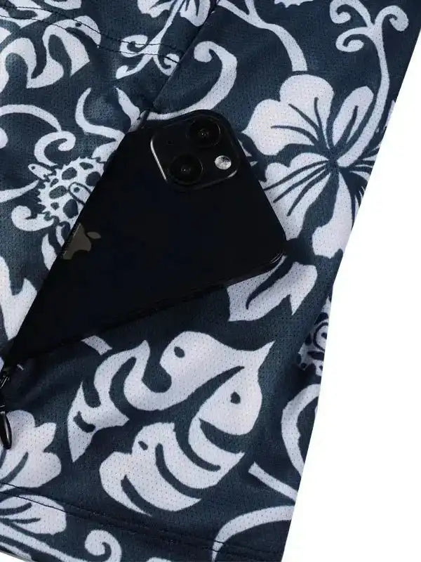 Cycling jersey with floral pattern and phone pocket, breathable fabric for men and women