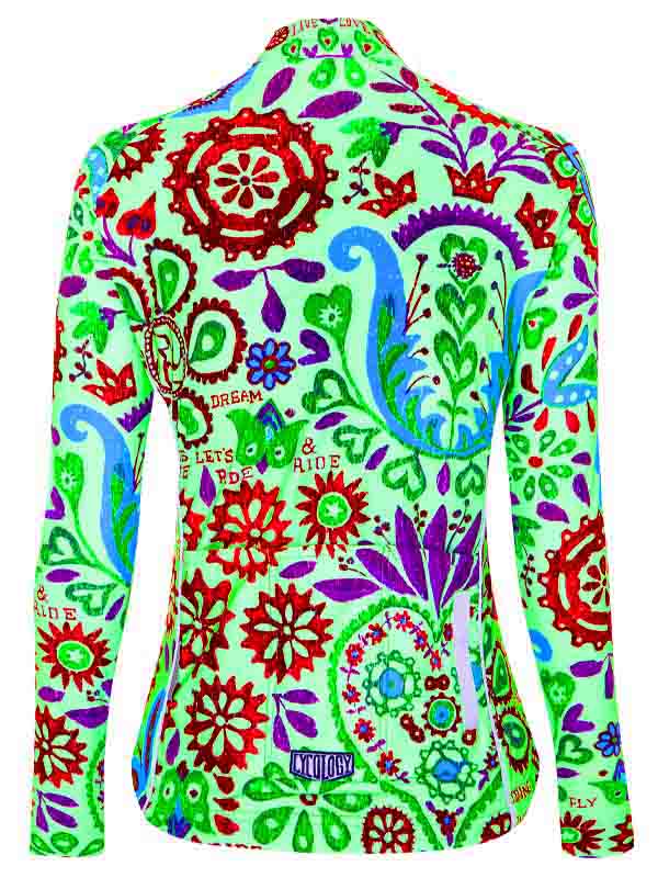 Zali Womens Green Long Sleeve Cycling Jersey | Cycology UK