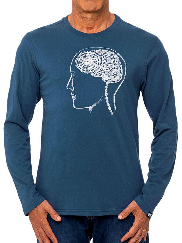 Bike Brain (Denim) Long Sleeve T Shirt - Cycology Clothing UK