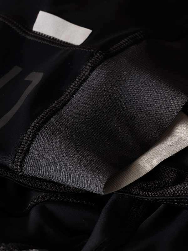 Black cycling shorts with padded chamois and elastic waistband for comfort and fit