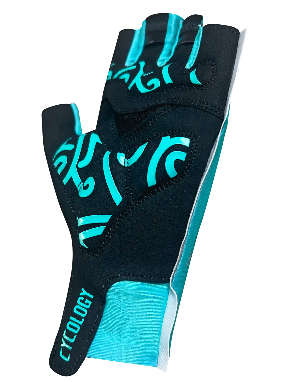 Black and teal cycling gloves with unique design for men and women