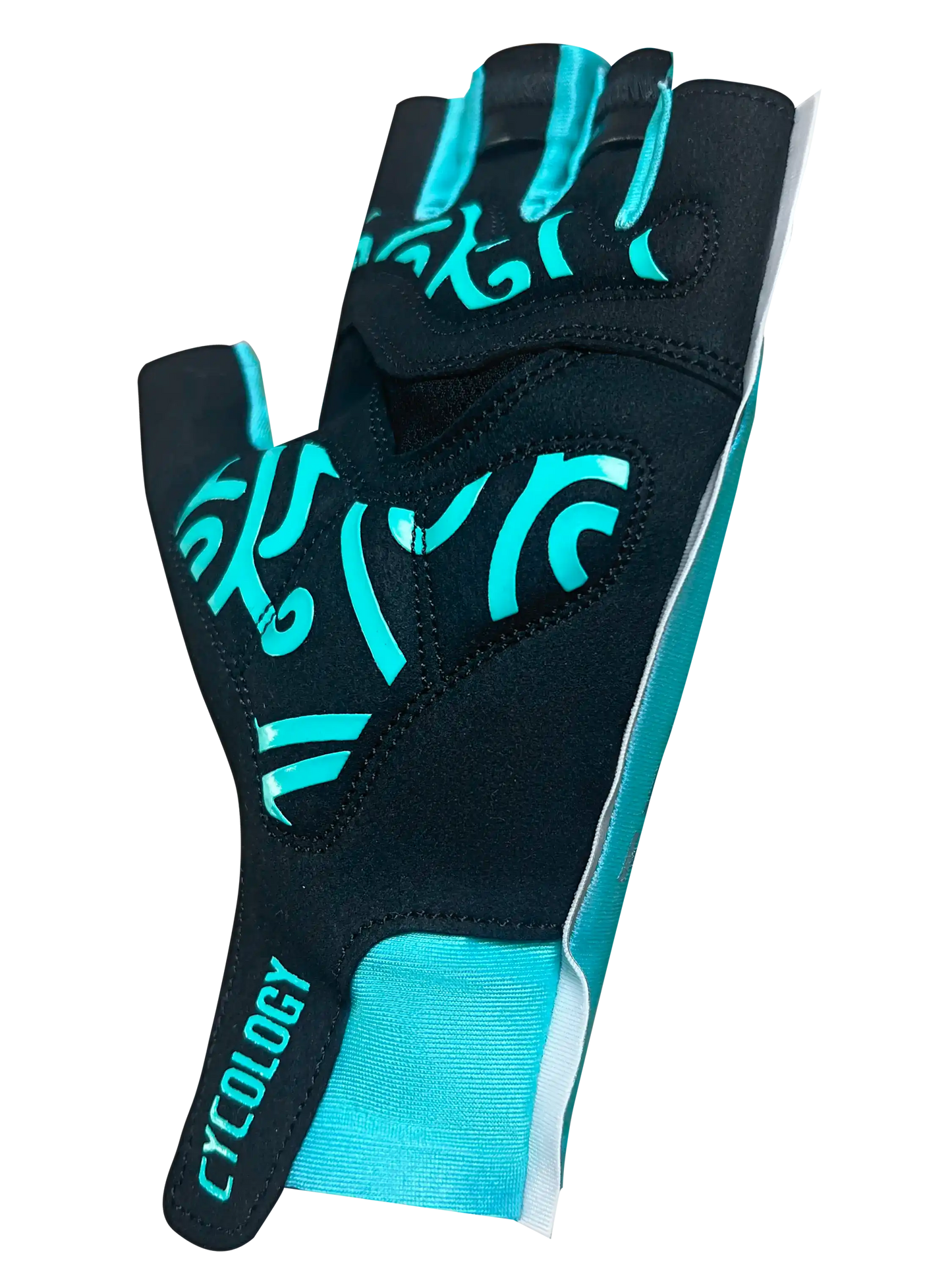 Black and teal cycling gloves with unique design for men and women