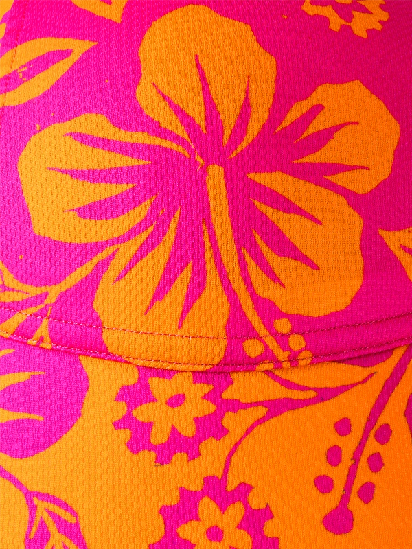 Neon pink and orange cycling cap with floral pattern 
