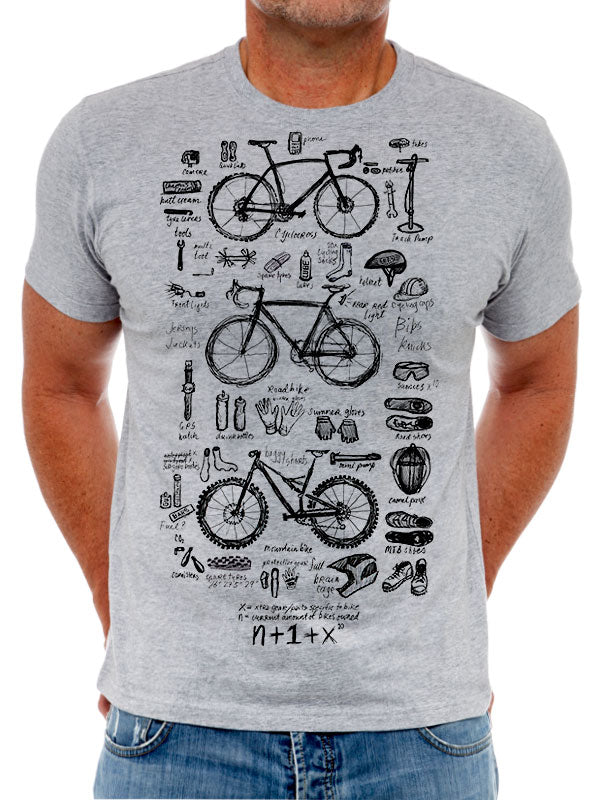 Bike Maths Men's T shirt Grey
