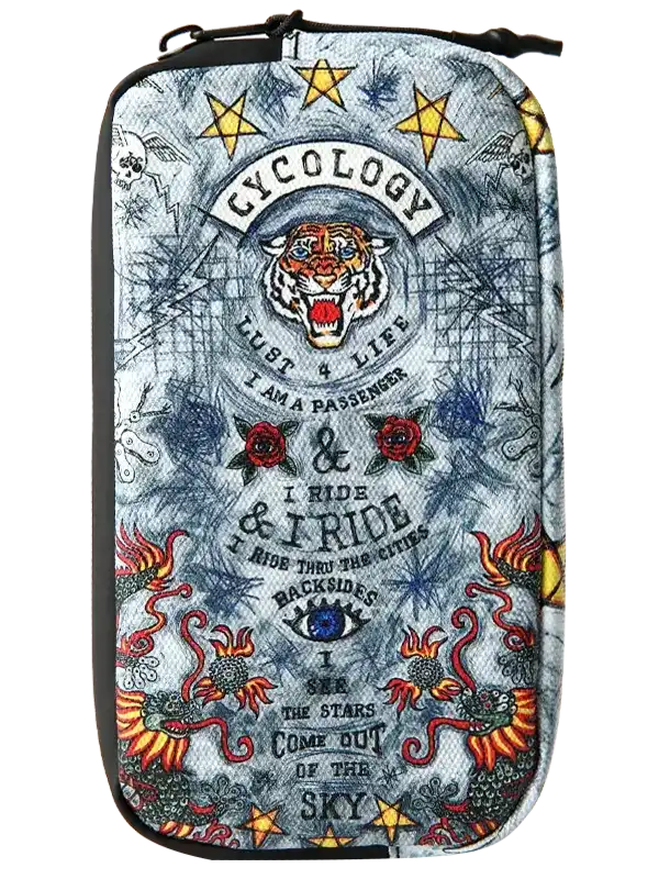 Cycology tiger & stars cycling accessory pouch with bold graphic design for riders
