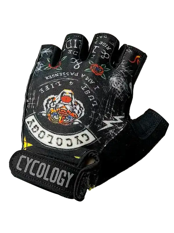 Cycling glove with bold graphic design, ideal for men's and women's cycling apparel