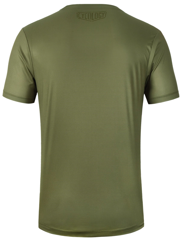 Back Men's  Green  Technical t-shirt with text 'Fall 7 Times Get Up 8 on front 
