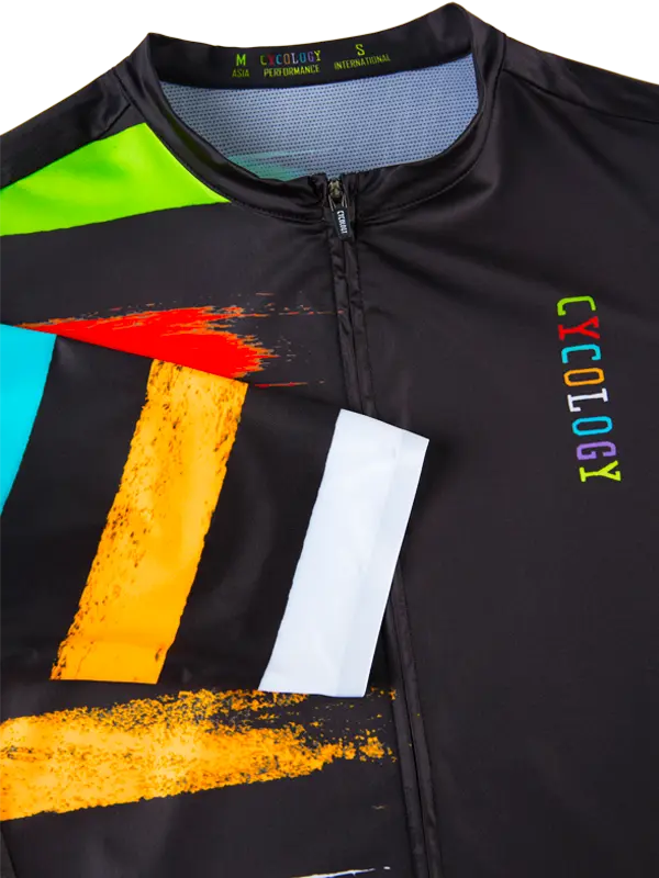 Far Horizon Black Men's Reborn Jersey Neck and sleeve | Cycology UK