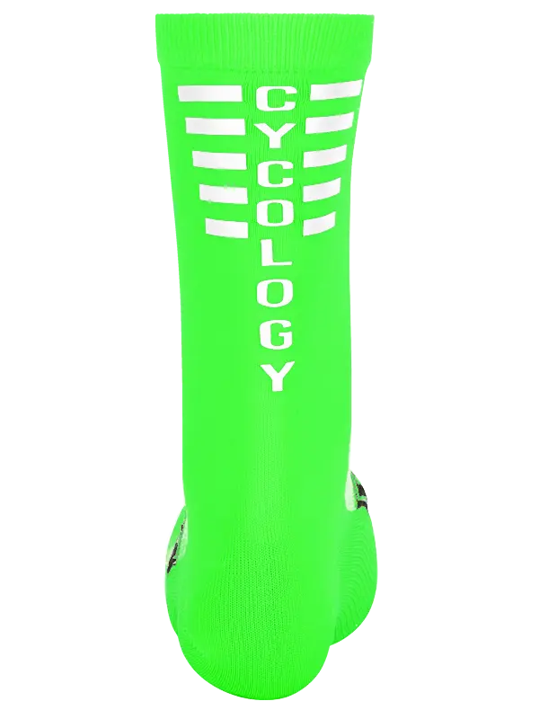 Cycology Green Reflective Logo Cycling Socks Rear  |Cycology UK