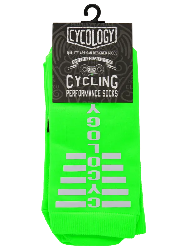 Cycology Green Reflective Logo Cycling Socks |Cycology UK