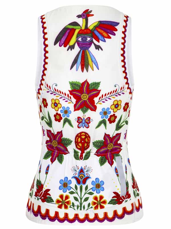 Frida White Women's Sleeveless Cycling Jersey Back  | Cycology UK