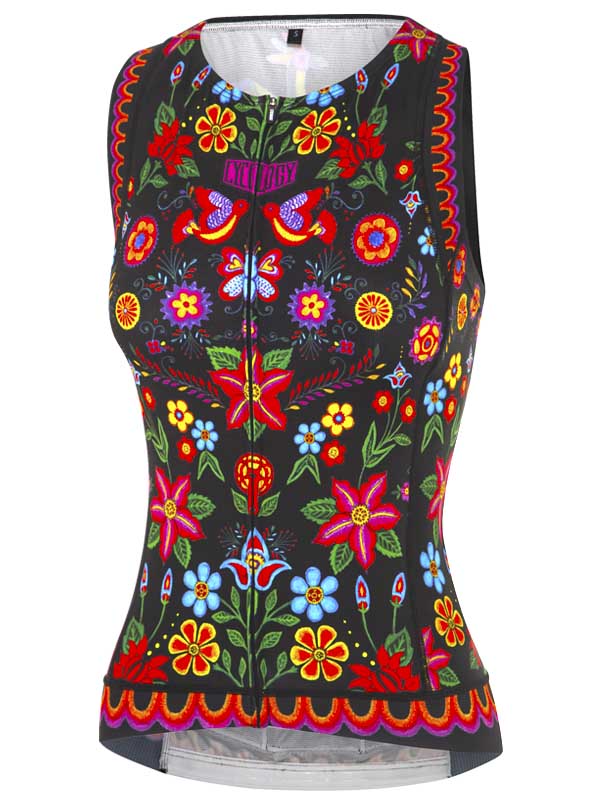 Frida Black Women's Sleeveless Cycling Jersey  Front | Cycology UK