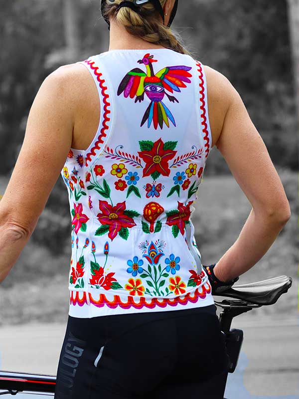 Frida White Women's Sleeveless Cycling Jersey Back  | Cycology UK