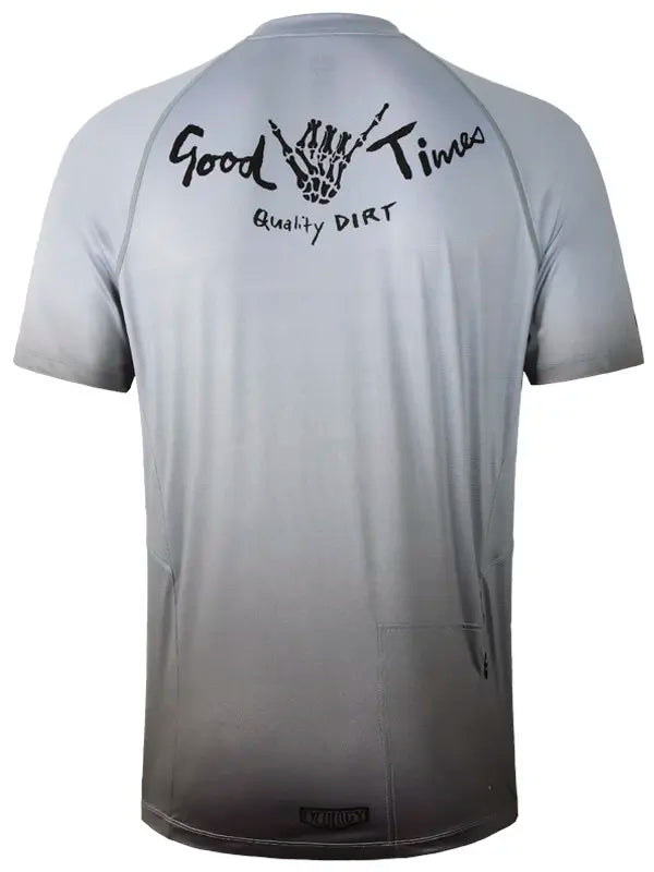 Good Times Grey Men's Short Sleeve Mountain Bike Jersey Back  | Cycology UK