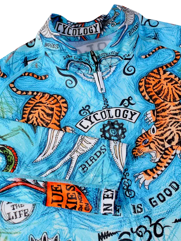 Koa Samui Men's Blue Long Sleeve Summer Cycling Jersey  Neck | Cycology UK