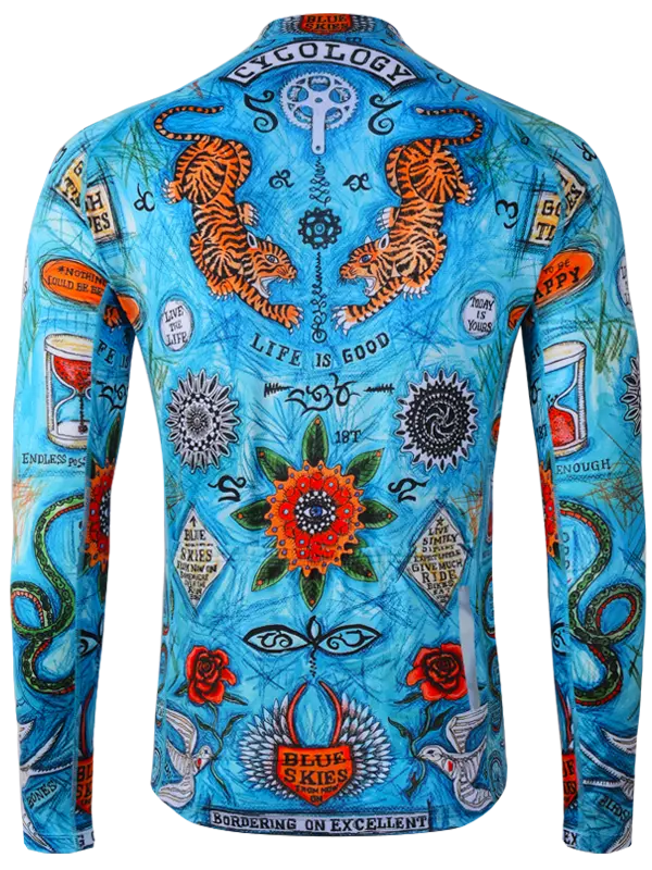 Koa Samui Men's Blue Long Sleeve Summer Cycling Jersey Back  | Cycology UK