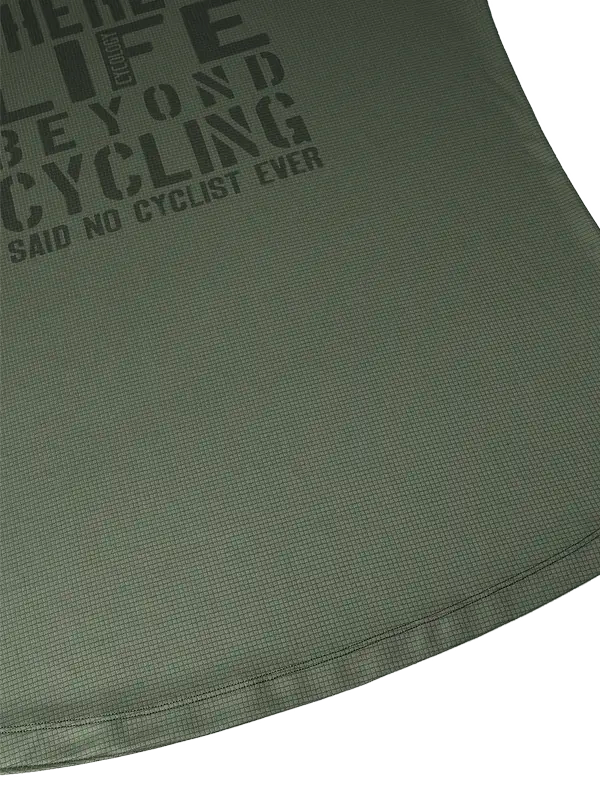 Green cycling jersey with text 