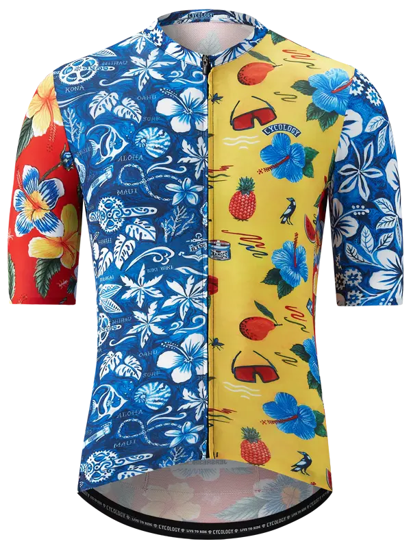 Mahalo Men's Blue Reborn Cycling Jersey Front view  Cycology UK