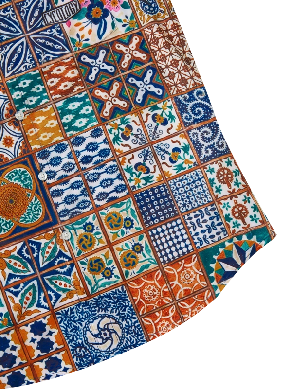 Cycology colorful patterned  Gravel shirt with a patchwork design 