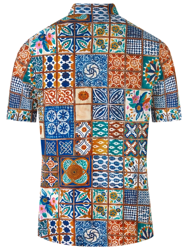 Cycology colorful patterned  Gravel shirt with a patchwork design 