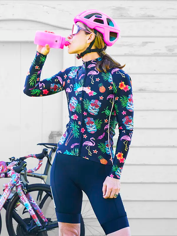 Person wearing Molokai Black Women's Winter Long Sleeve Cycling Jersey