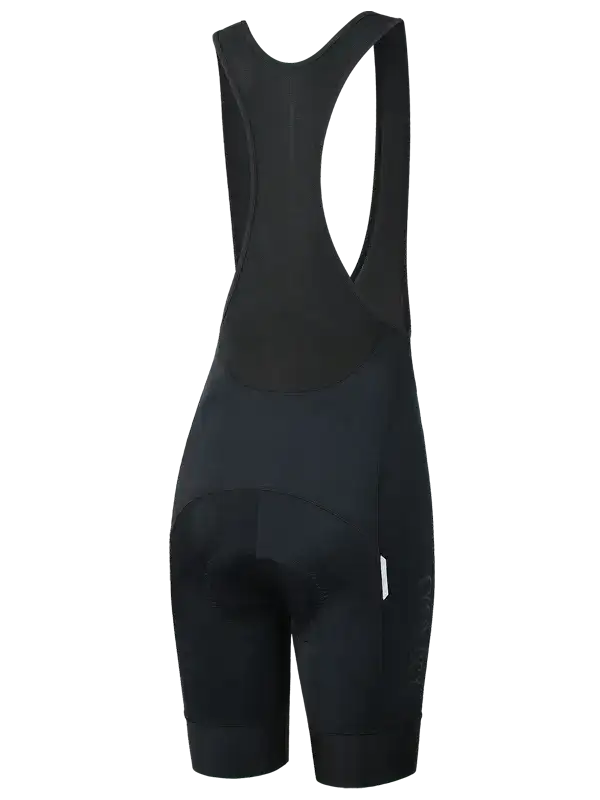 Black women's cycling bib shorts with padded seat and ergonomic design for comfort and performance