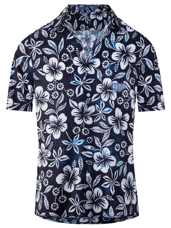 Oahu Men's Blue Gravel Cycling Shirt  Front | Cycology UK