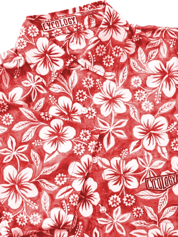 Men's red and white Hawaiian floral patterned Gravel shirt 