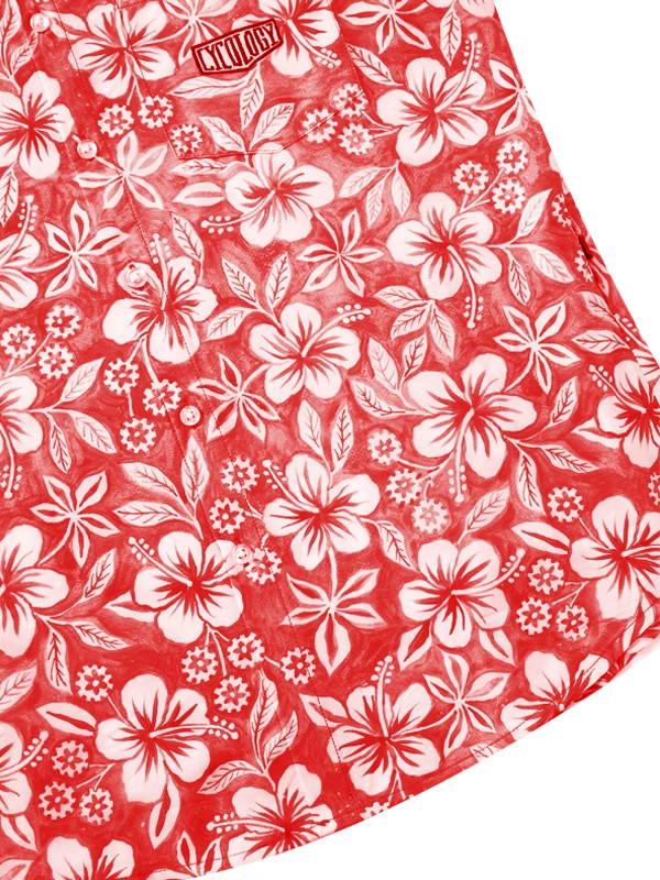 Men's red and white Hawaiian floral patterned Gravel shirt 
