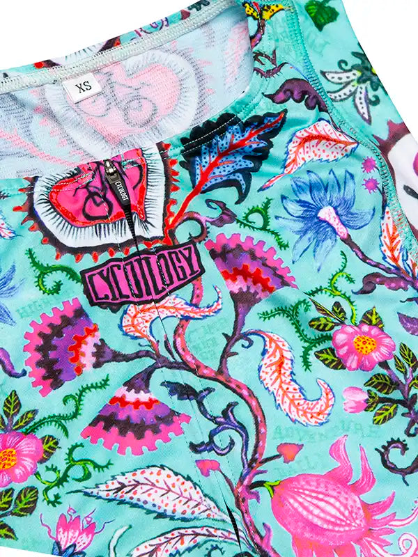 Secret Garden Aqua Women's Sleeveless Cycling Jersey  Neck | Cycology UK