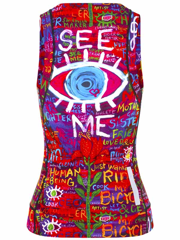See Me Pink Women's Sleeveless Cycling Jersey Back  | Cycology UK