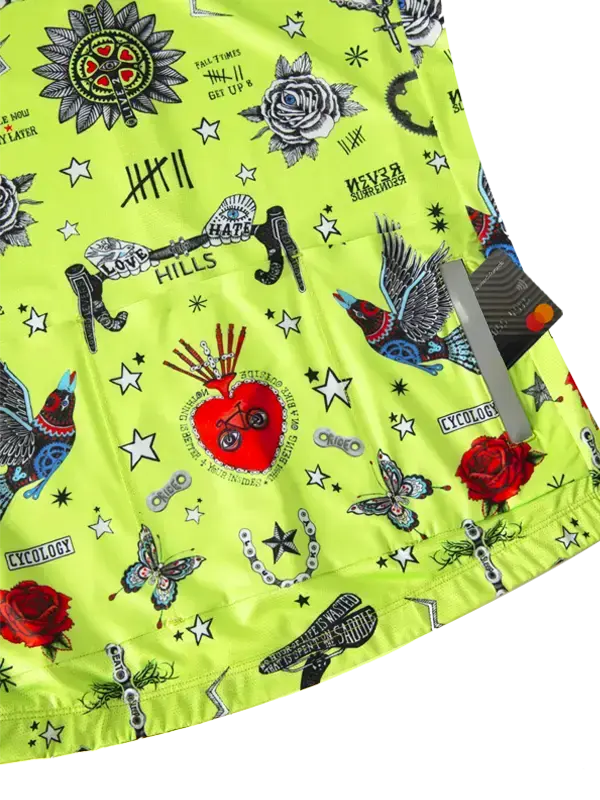 Tattoo Green Men's Reborn Jersey Pockets  | Cycology UK