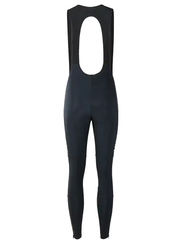Black women's cycling bib tights with back cutout design, high-quality fabric for comfort and performance