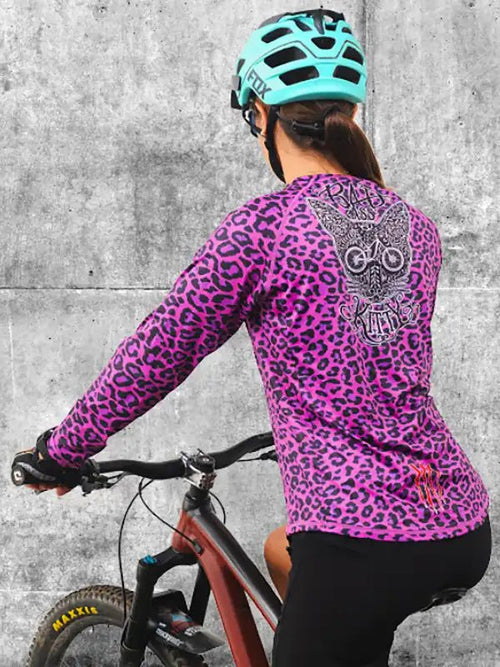 Badass Kitty Black Women s Long Sleeve MTB Jersey Cycology UK Cycology Clothing UK
